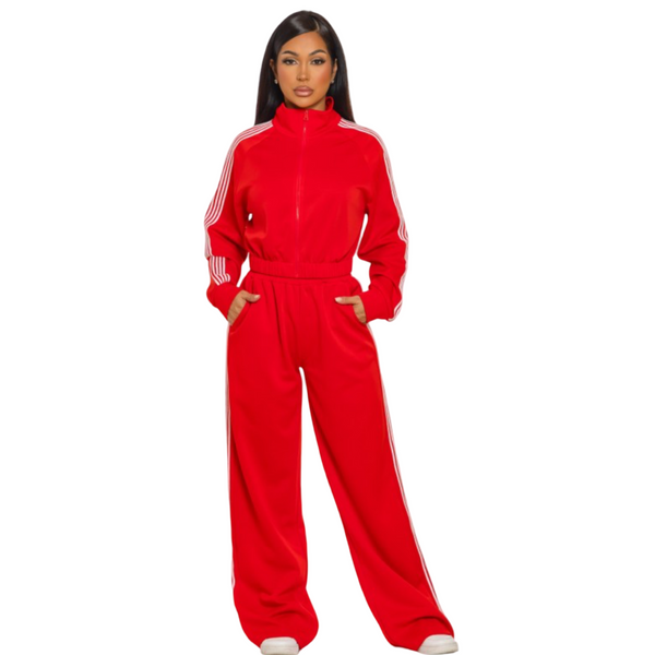 Red striped tracksuit