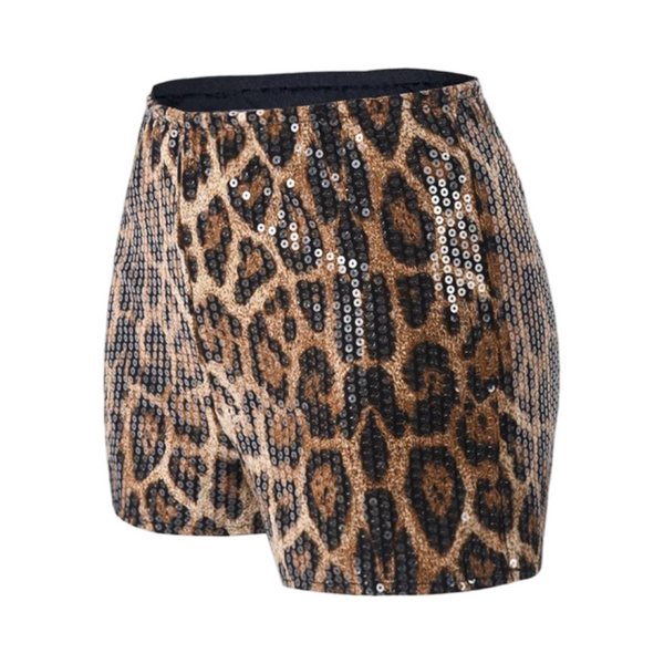 Leopard sequin mini short