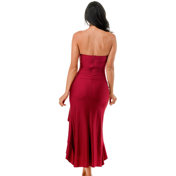 Gorgeous Ruffle slit halter dress