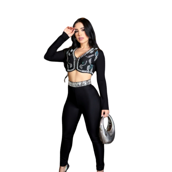 Two piece matching set embellished
