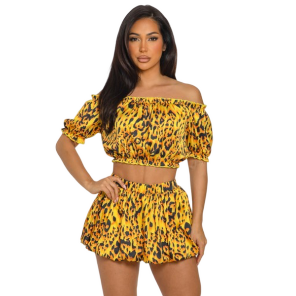 Lovely lady Leopard bubble skirt sets