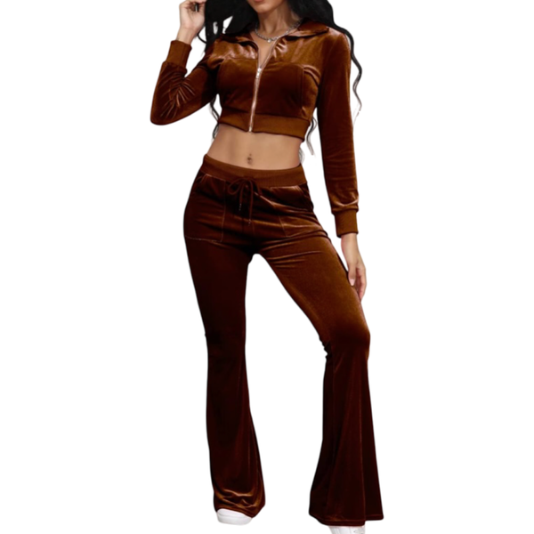 Soft and stretchy (Tall women friendly)Velour sets for tall women,long flared pants