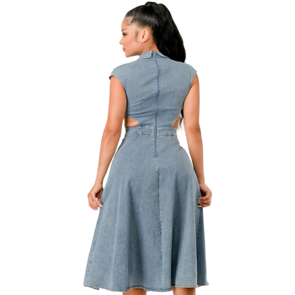 Light denim Elegant denim dress with stretch