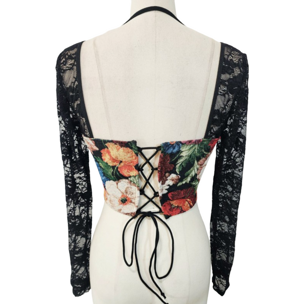 Jacquard lace corset top