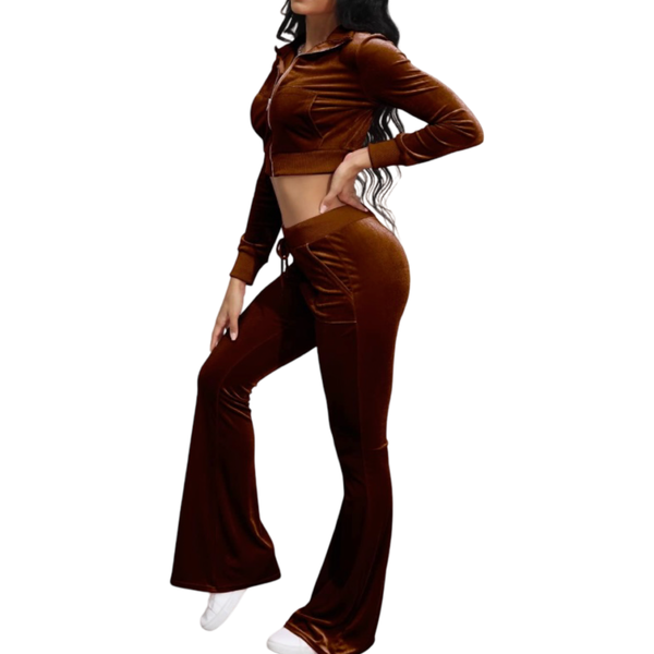 Soft and stretchy (Tall women friendly)Velour sets for tall women,long flared pants
