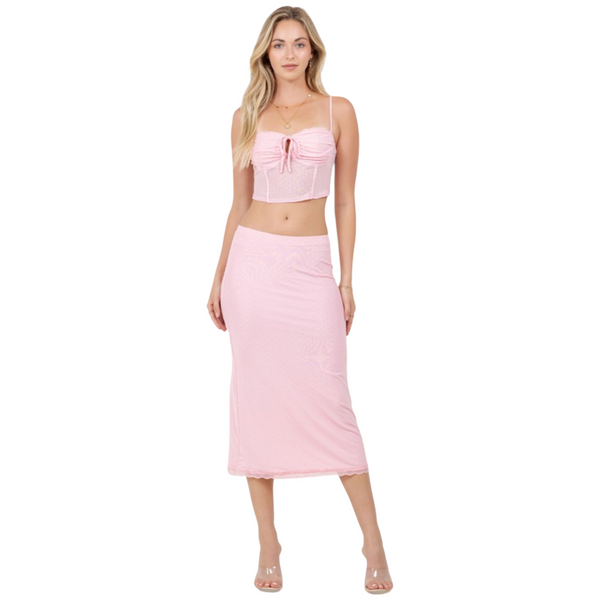 (Only black)Lace two piece set skirt set