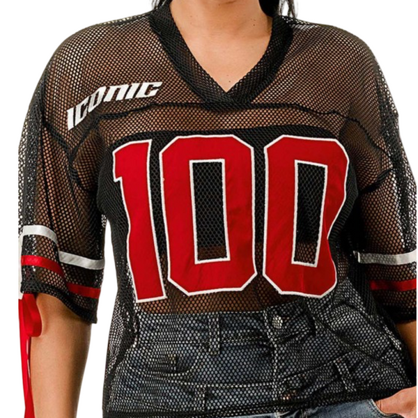 V neck fishernet jersey top
