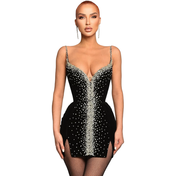 So Extra bandage dress rhinestones embellishments