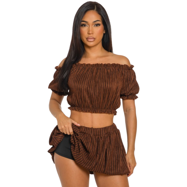 Mini Skort and off shoulder top two piece set