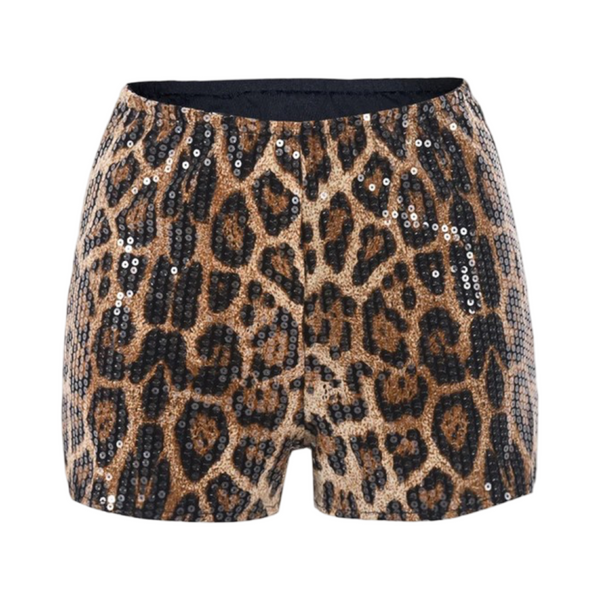 Leopard sequin mini short