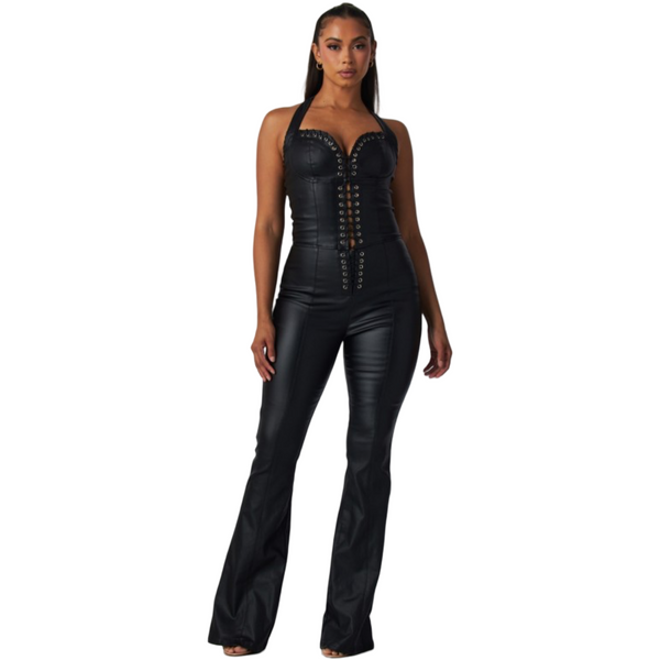 Faux leather Corset jumpsuit
