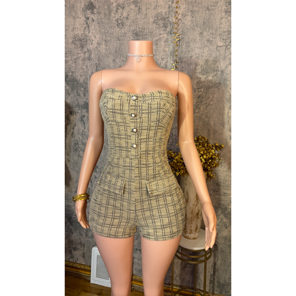 Strapless little romper (mocha )
