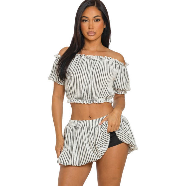 Mini Skort and off shoulder top two piece set