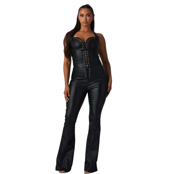 Faux leather Corset jumpsuit
