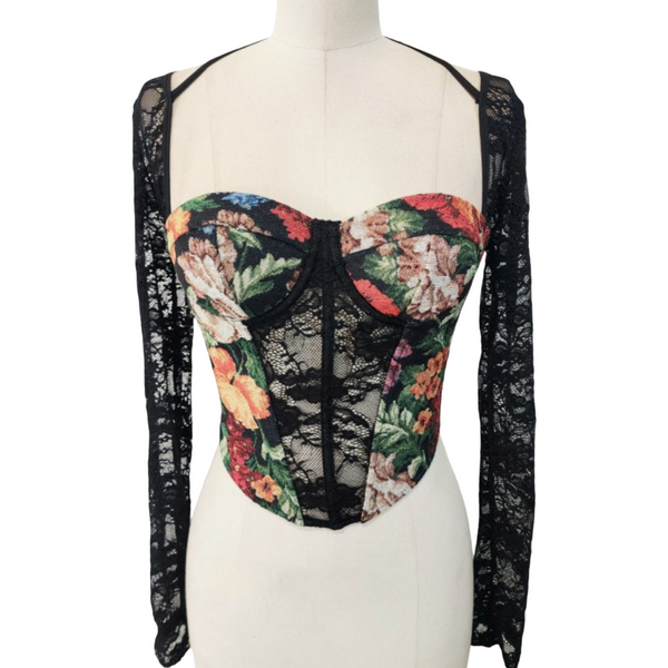 Jacquard lace corset top