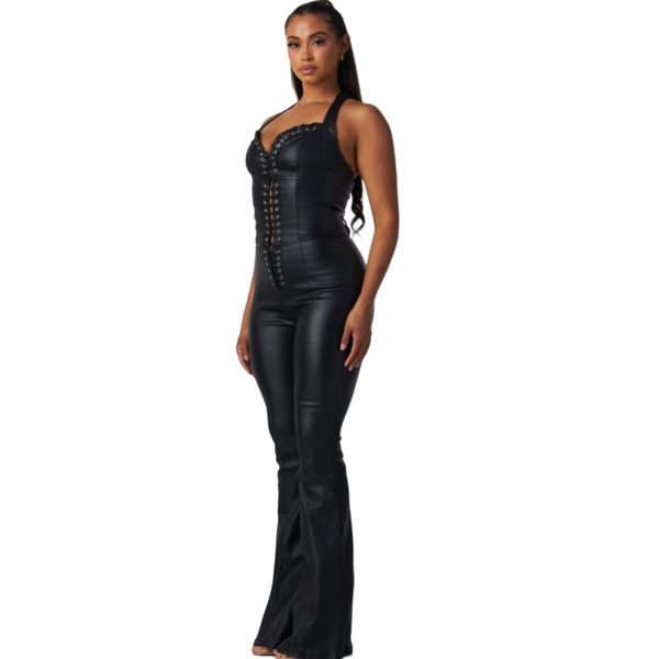 Faux leather Corset jumpsuit
