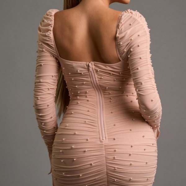 long sleeve pearl dress