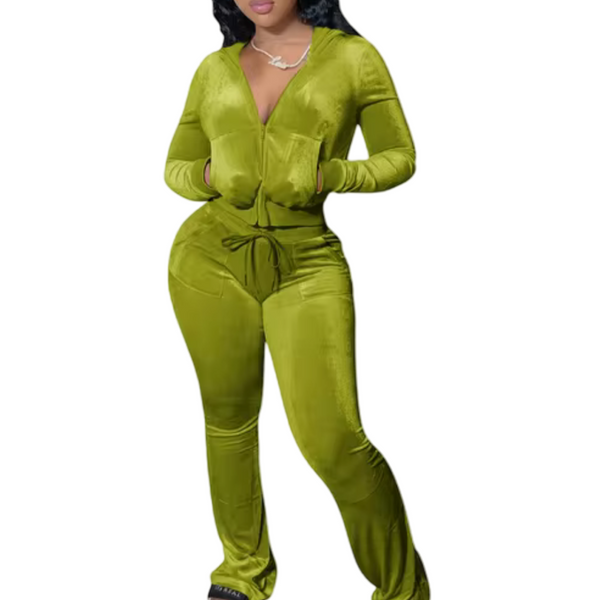 Soft and stretchy (Tall women friendly)Velour sets for tall women,long flared pants