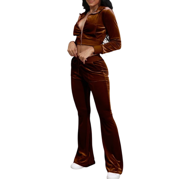 Soft and stretchy (Tall women friendly)Velour sets for tall women,long flared pants