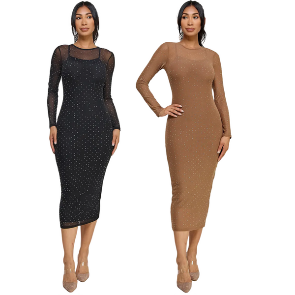 Rhinestones midi dress