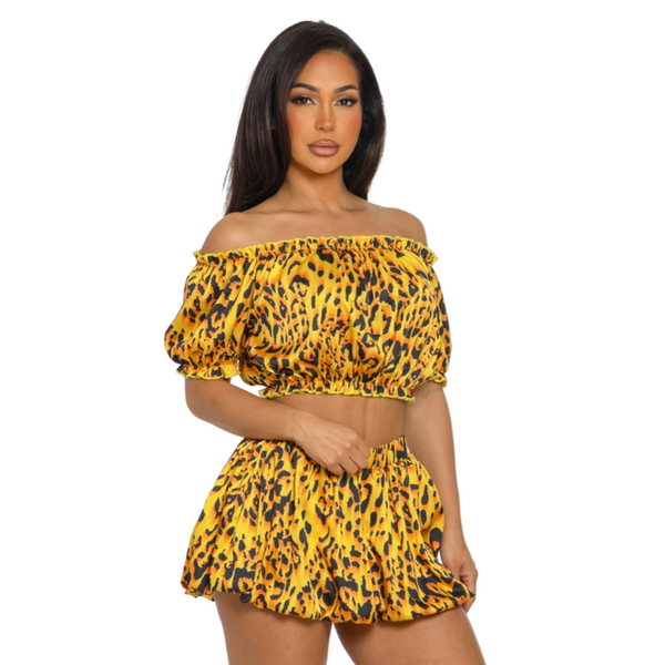 Lovely lady Leopard bubble skirt sets