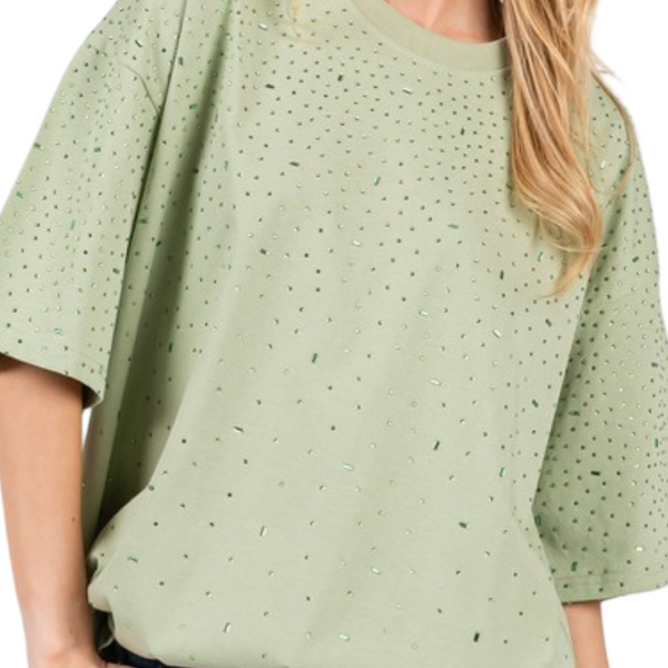Oversized rhinestones t shirt