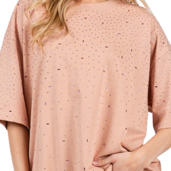 Oversized rhinestones t shirt