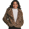 Leopard print faux fur jacket
