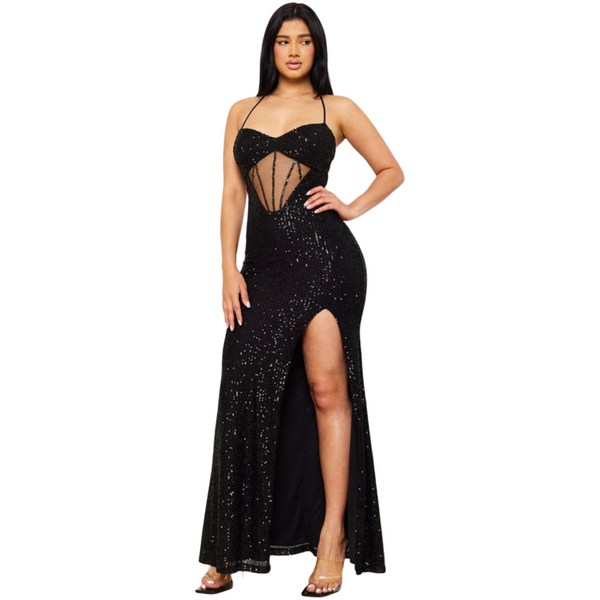 Sequin night out luxe maxi dress