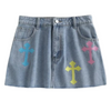 Bomb mini Skirts denim with crosses cute and stylish for women y2k