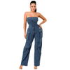 Stretchy cargo jumpsuit strapless