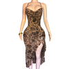 Chocolate Stunning Maxi printed mesh dress