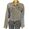 Rhinestones embellish denim jacket for women oversized