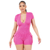 Ribbed Romper for baddies,women, hot pink