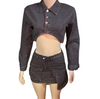 Denim black set long sleeve cropped top cargo skirt womenswear