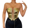 Gold lace up top metallic women’s wear corset summer fit