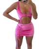 Bodysuit two piece velvet pink for women. Swimsuit or outfit for parties