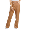 Cross over zipper fashion faux leather pants camel for fall and winter