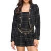 Tweed romper blazer top set