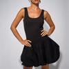 Sleeveless bubble hem black mini dress womenswear