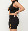 Black and gold pin two piece set for women