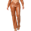 V waist leather fall pants