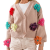 Flower v neck sweater cardigan