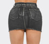 Mini skirt denim black with rhinestone heart, for women