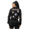 Patched leather jacket