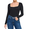 Long sleeve seamless square neck line bodysuit knit womenswear