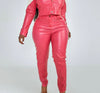 Faux Leather set pink(size up)