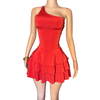 Backless mini ruffle dress double