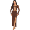 Front tie 2 piece skirt sets