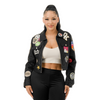 Patched leather jacket